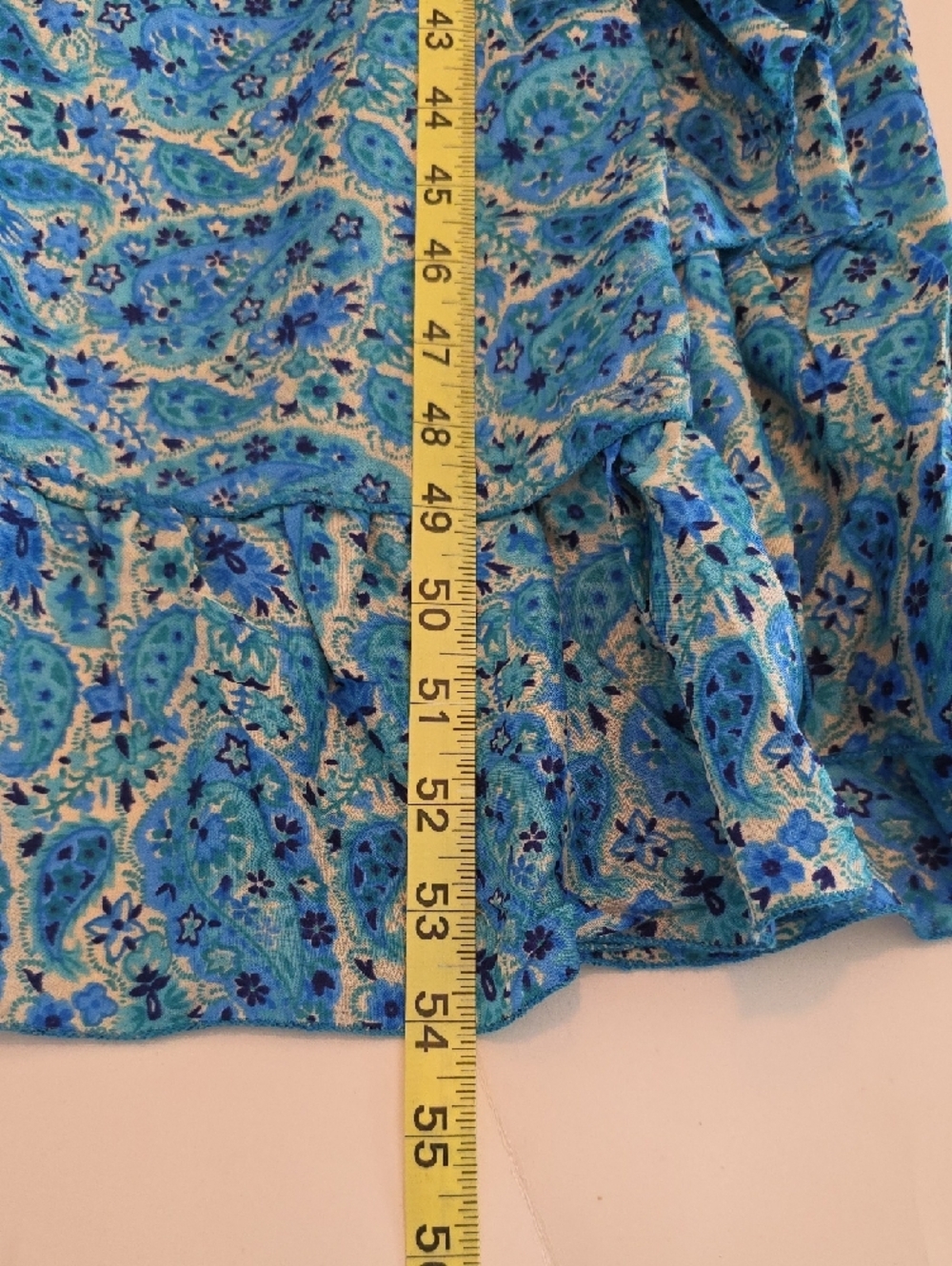 Vintage Silk Wrap Maxi Dress Blue Paisley Boho Womens M/L Cottagecore Resortwear - Picture 13 of 14